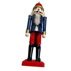 Traditional Wooden Nutcracker Soldier‎ Christmas Holiday Decor Ornament Red Blue